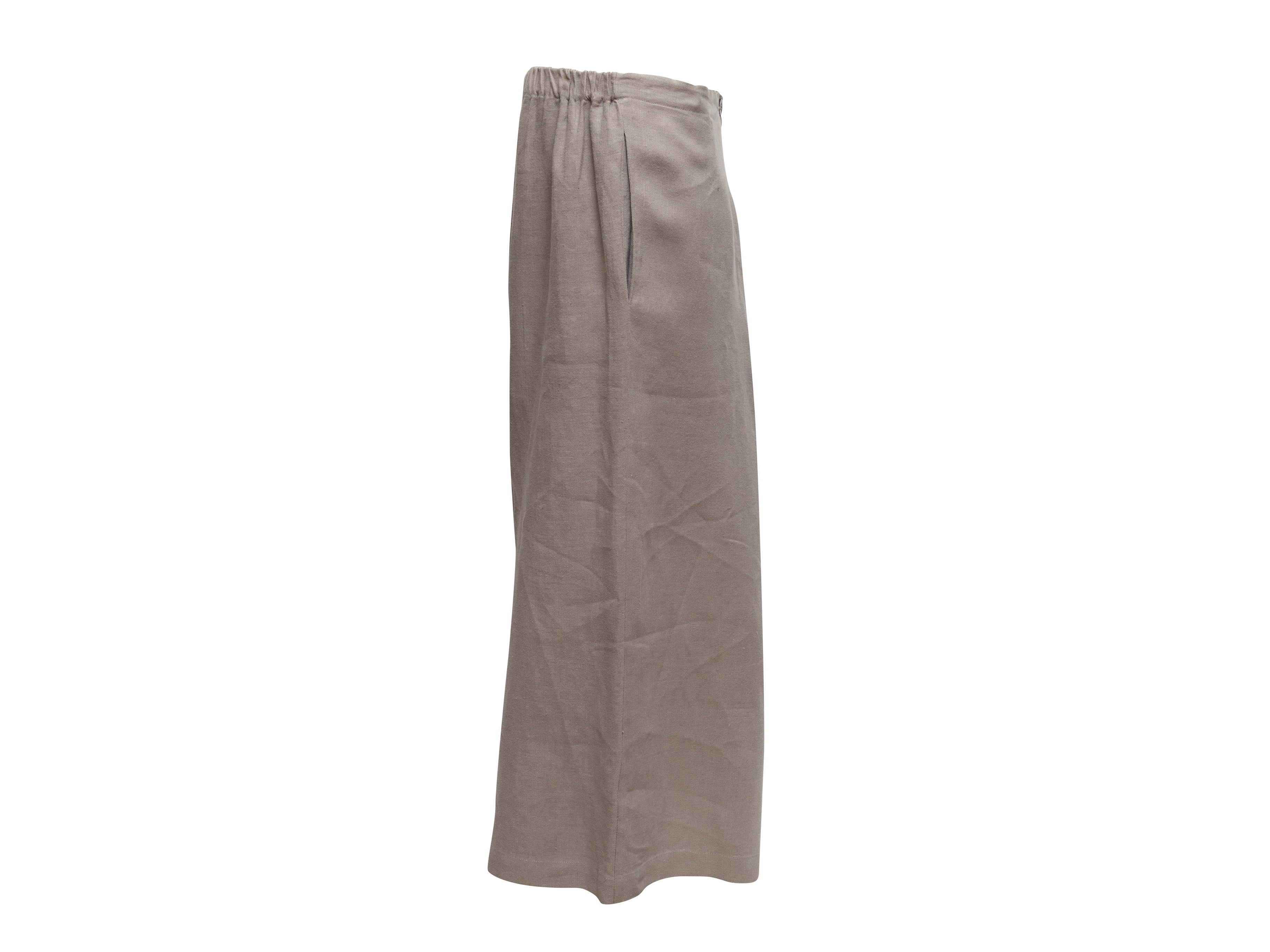 Taupe Wide-Leg Linen Pants