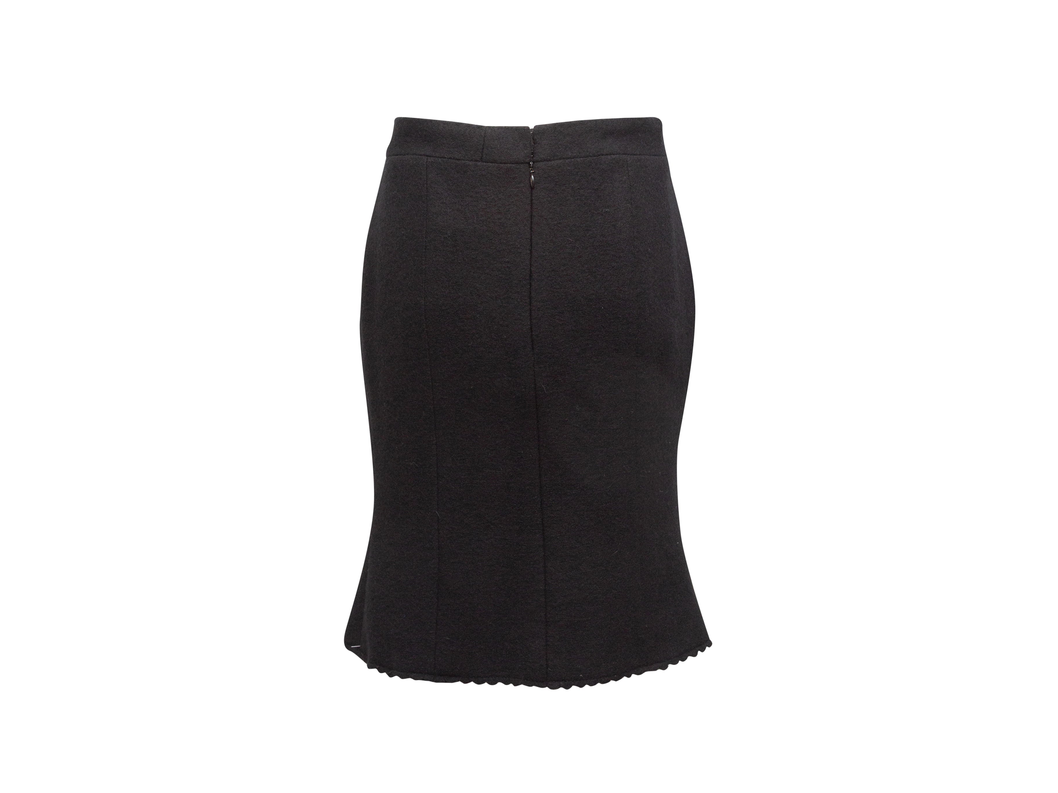Black Wool Scalloped Skirt