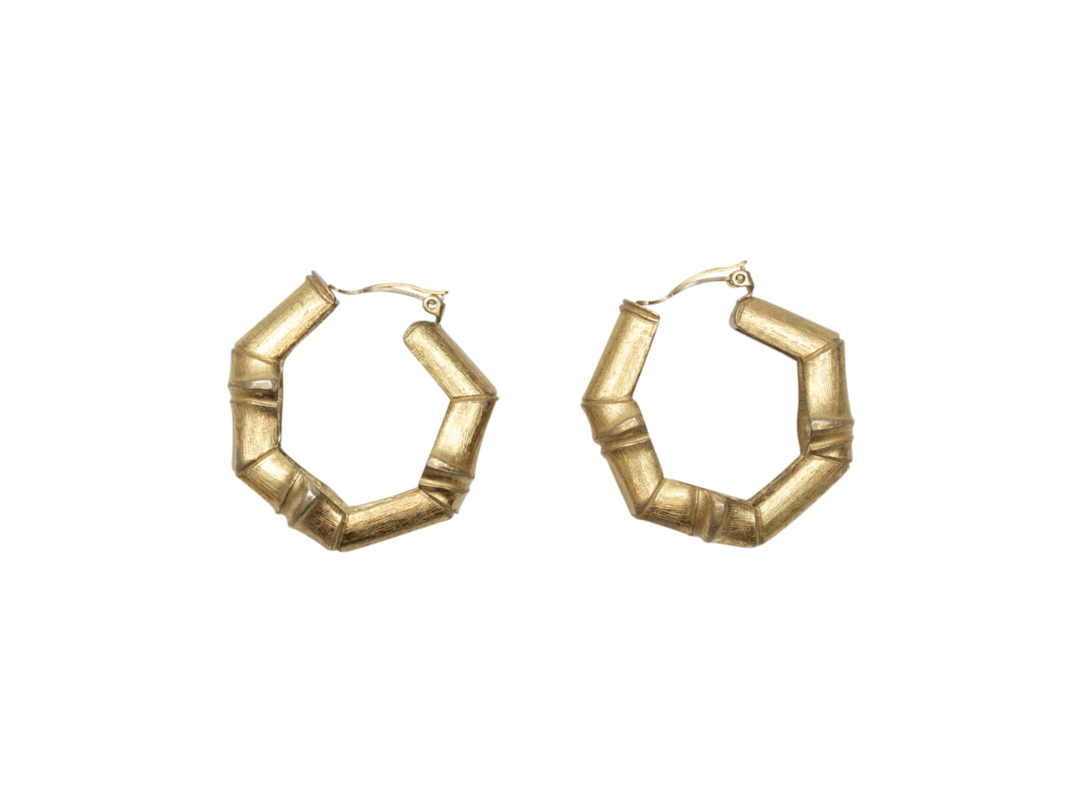 Gold Yves Saint Laurent Bamboo Clip-On Hoop Earrings – Designer Revival