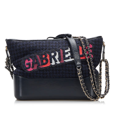 Chanel Pre-owned Medium Gabrielle Tweed Shoulder Bag - Black
