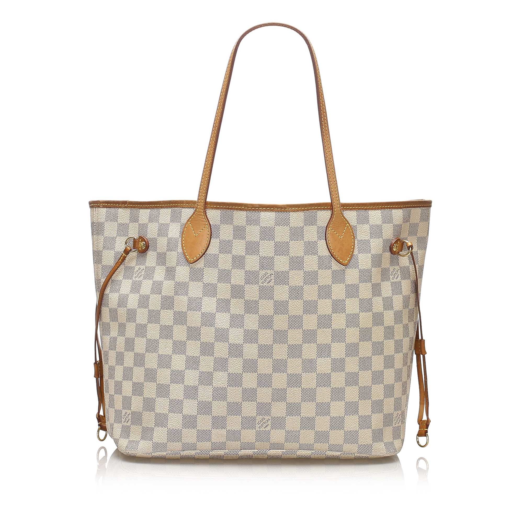 White Louis Vuitton Damier Azur Neverfull Mm Bag Designer Revival