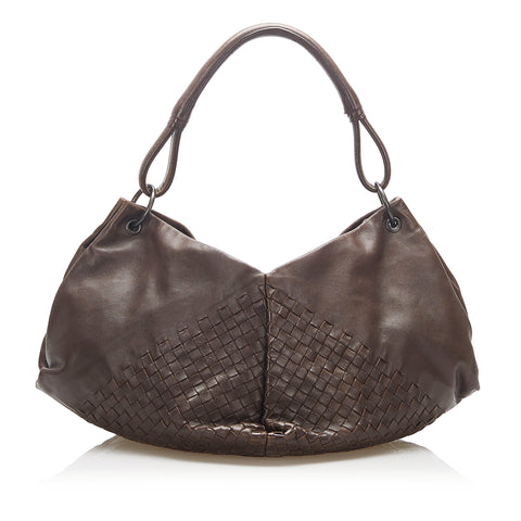 Bottega Veneta Clasp Flap Shoulder Bag Leather with Intrecciato