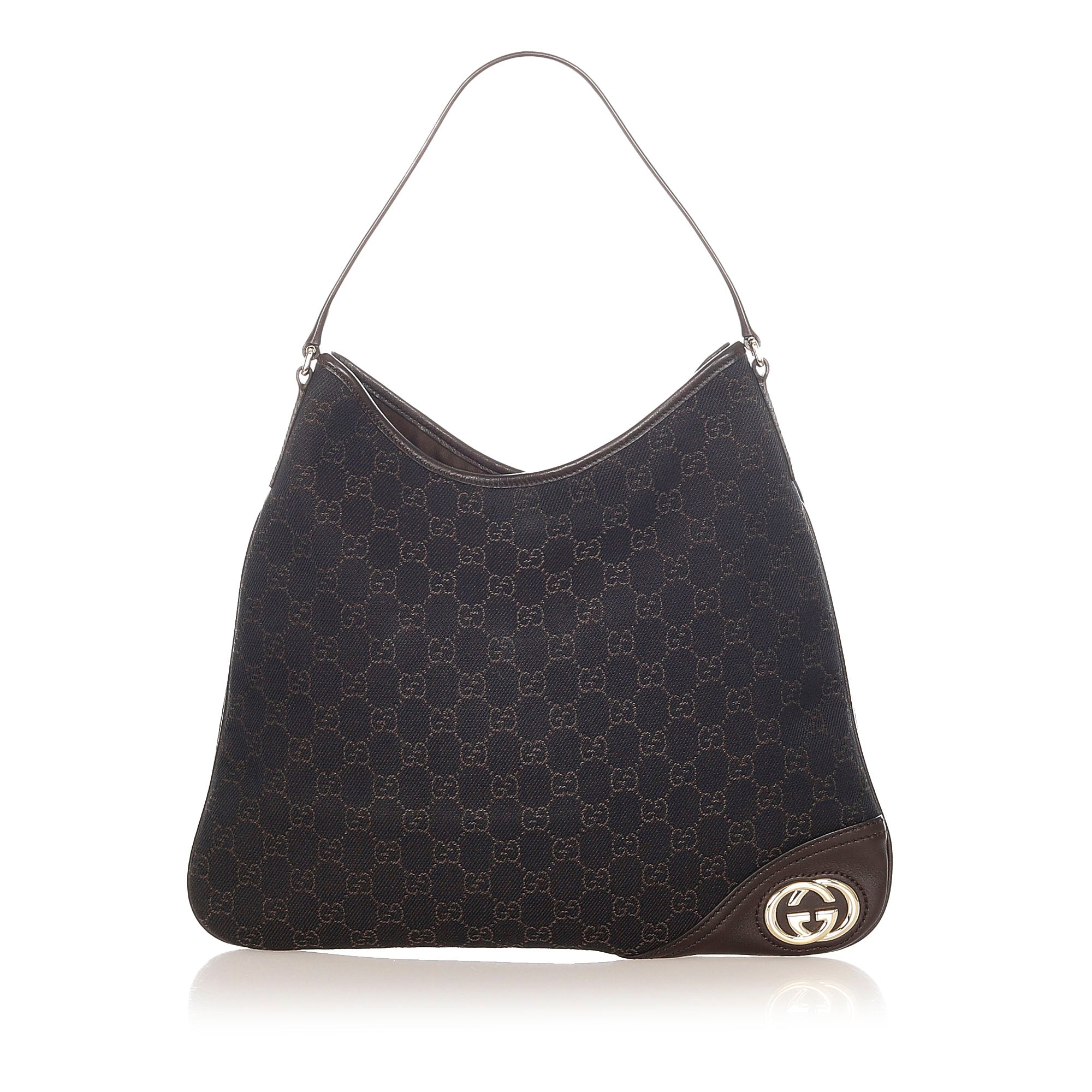 gucci black monogram gg canvas hobo bag