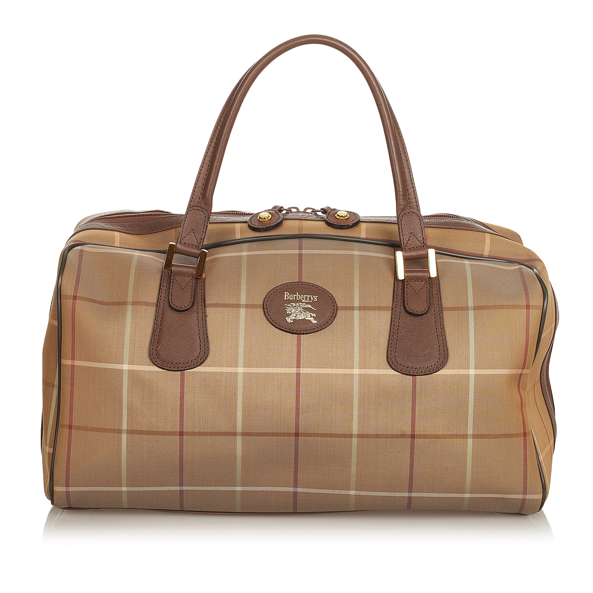 Sold at Auction: AUTHENTIC BURBERRY CANVAS, LEATHER BOSTON BAG