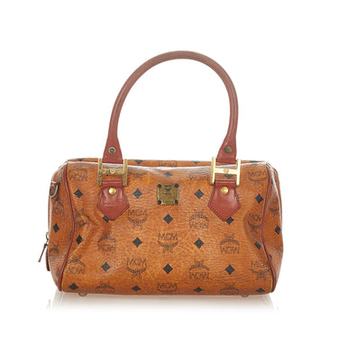 MCM Visetos Logo Shoulder Bag in Brown