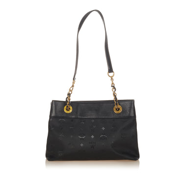 MCM Grained Calfskin Studded Boston Bag Black 914060