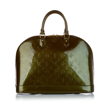 LOUIS VUITTON Alma GM Monogram Vernis Leather Satchel Bag Green