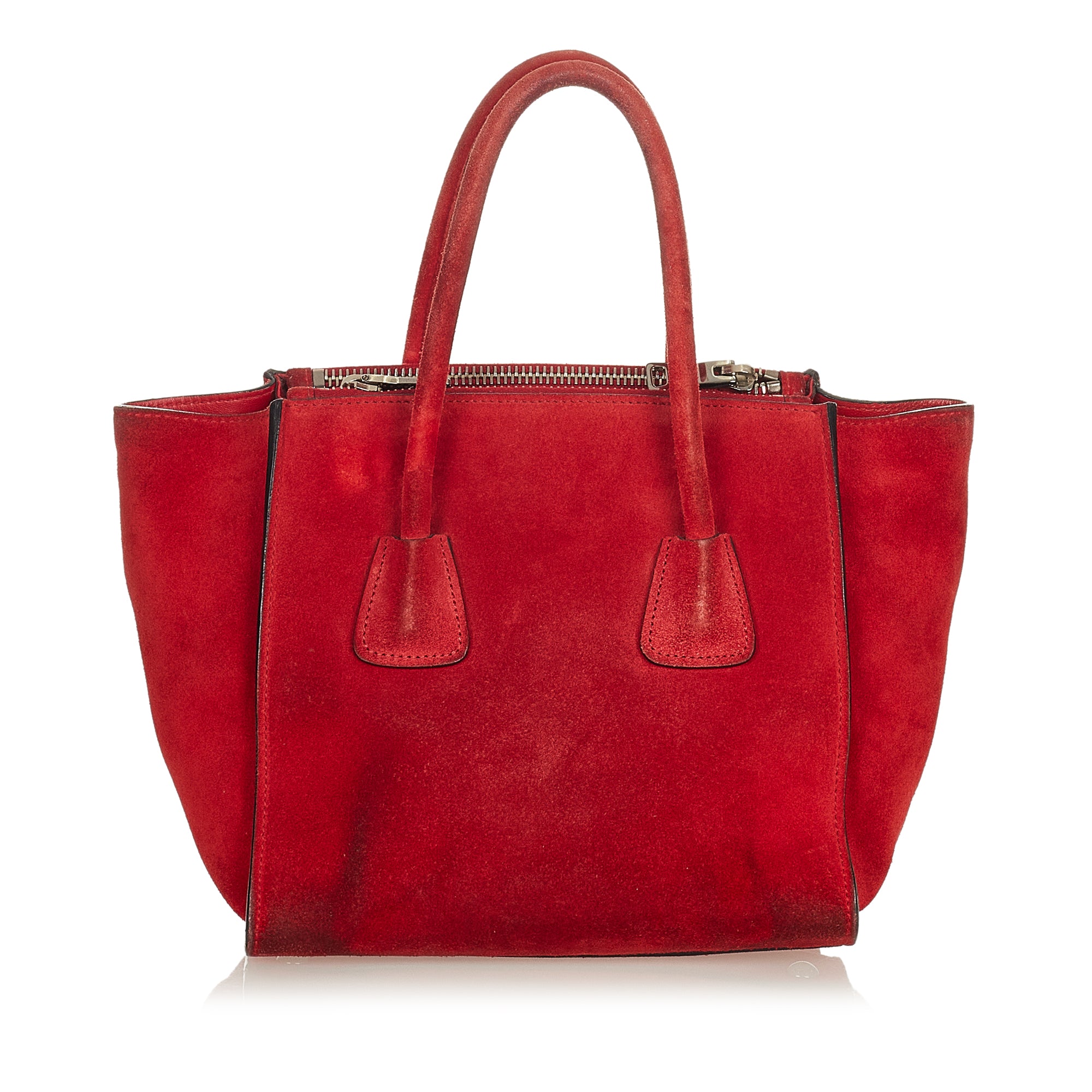 Red Prada Twin Pocket Suede Handbag Bag – Designer Revival