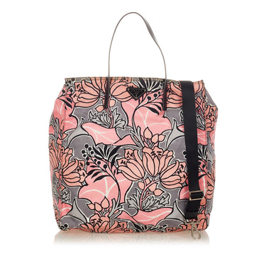 Prada, Bags, Prada Nylon Reversible Tote Bag Great Style Pink Shiny Trim  And Gold Hardware