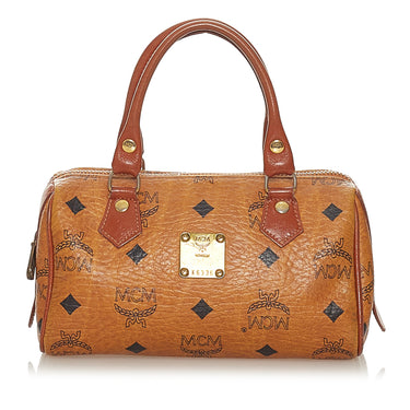 Brown MCM Visetos Leather Boston Bag – Designer Revival