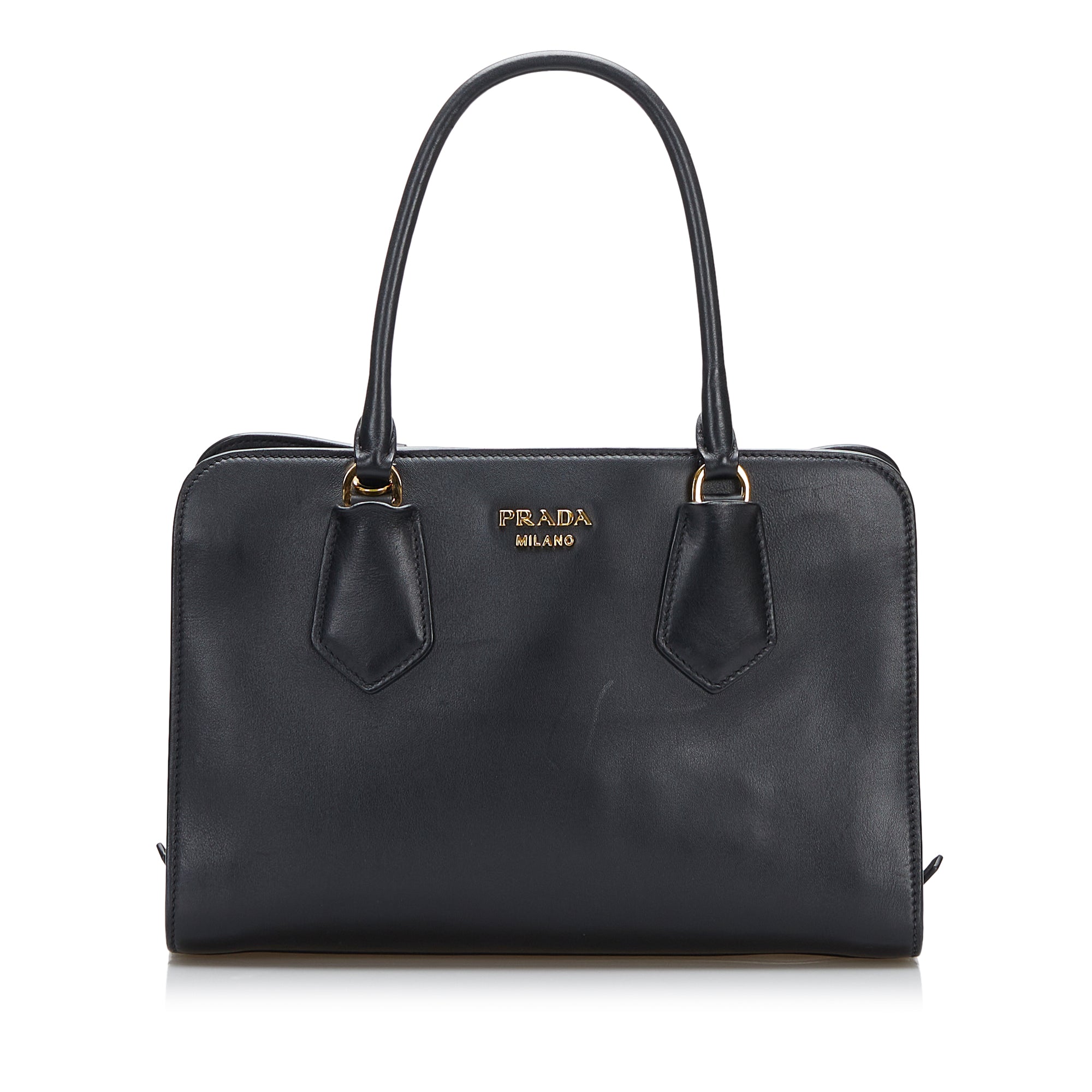 Prada Bauletto Handbag Black in Leather with Silver-tone - US