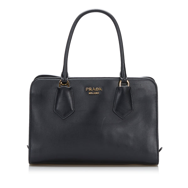 Bolso de mano Prada Twin Zip en cuero negro