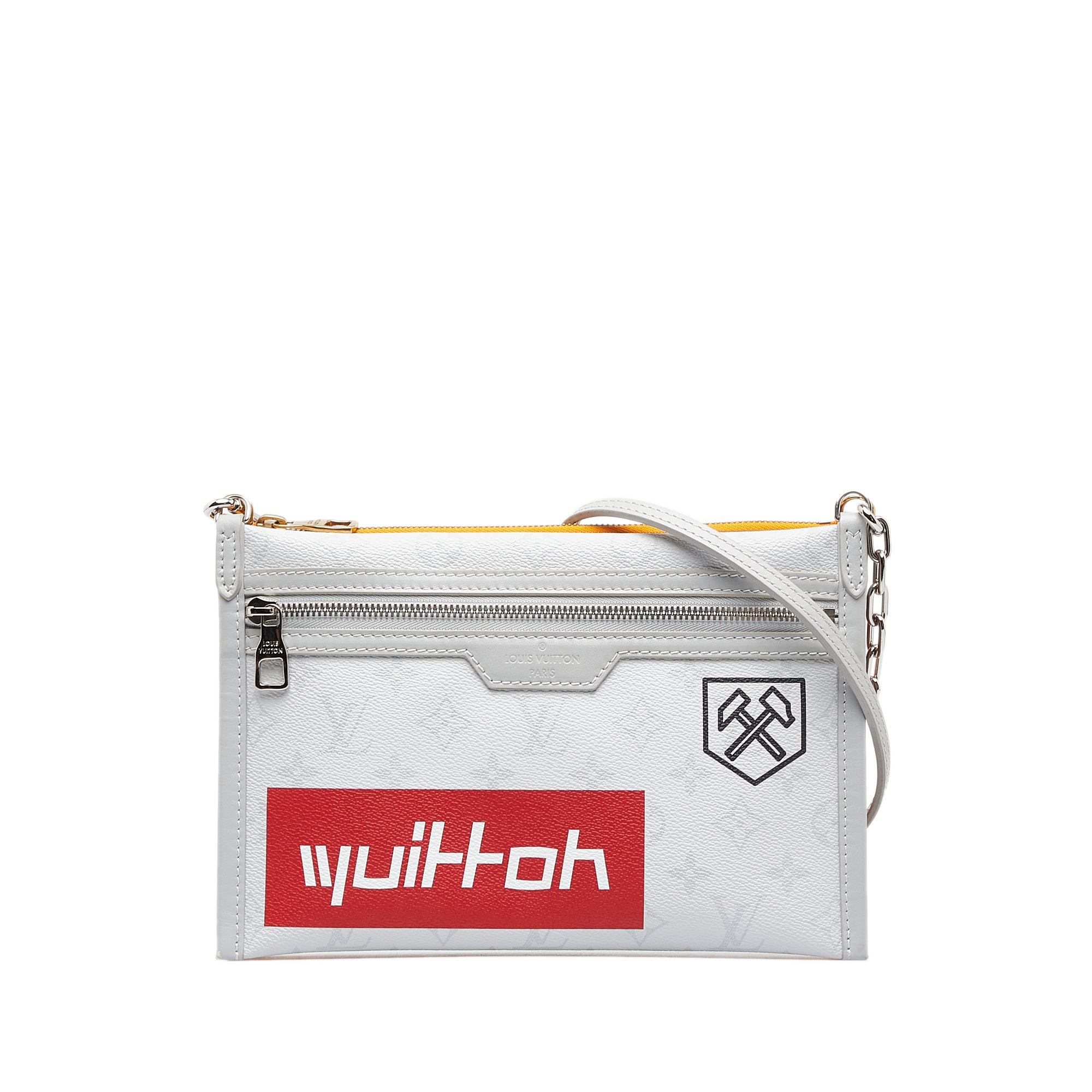 image of White Louis Vuitton Monogram Double Flat Messenger Crossbody Bag