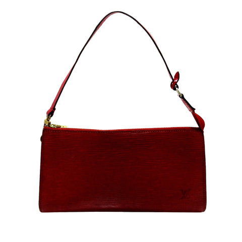 LOUIS VUITTON Epi Leather Red Pochette Accessories Pouch