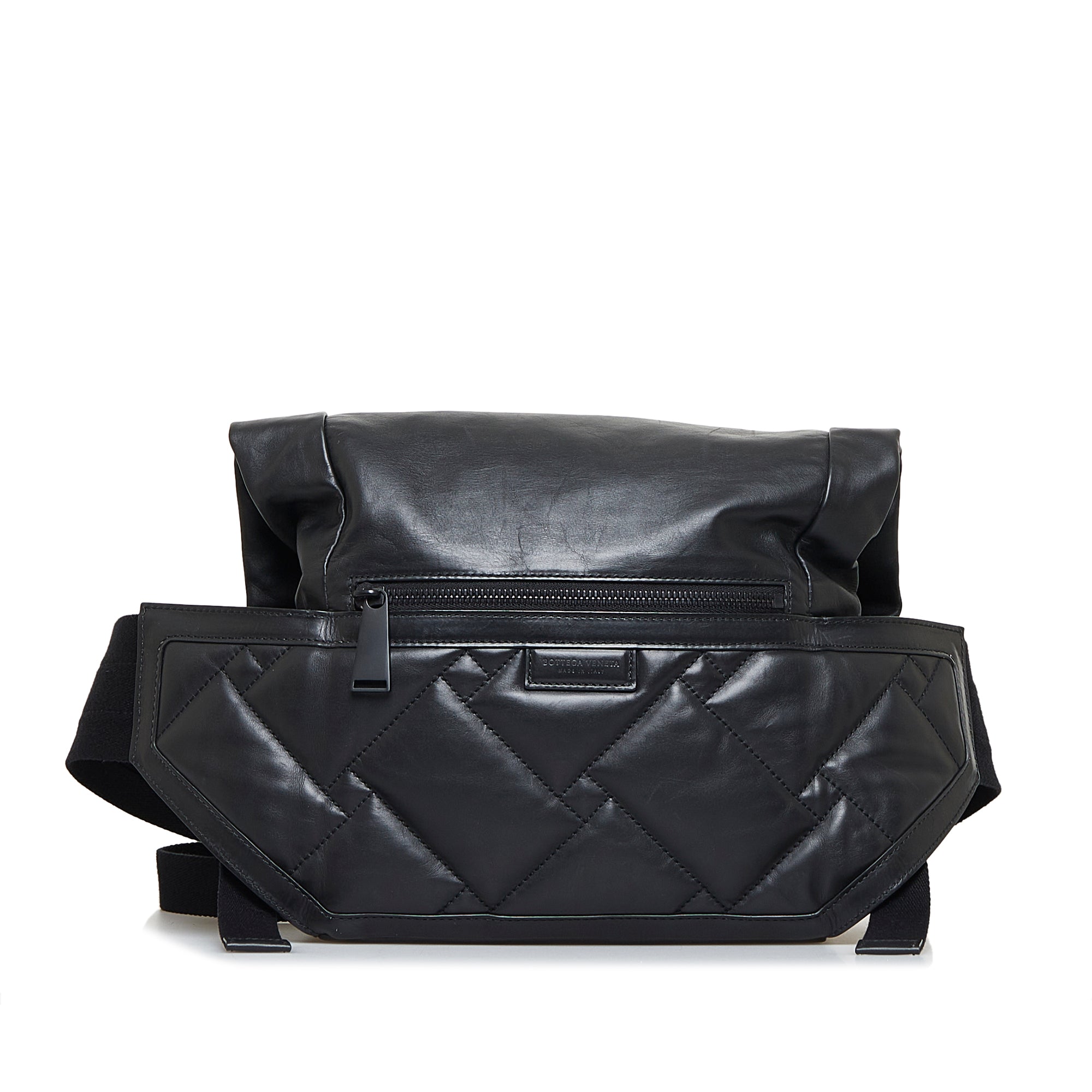 Image of Black Bottega Veneta Perforated Leather Belt Bag