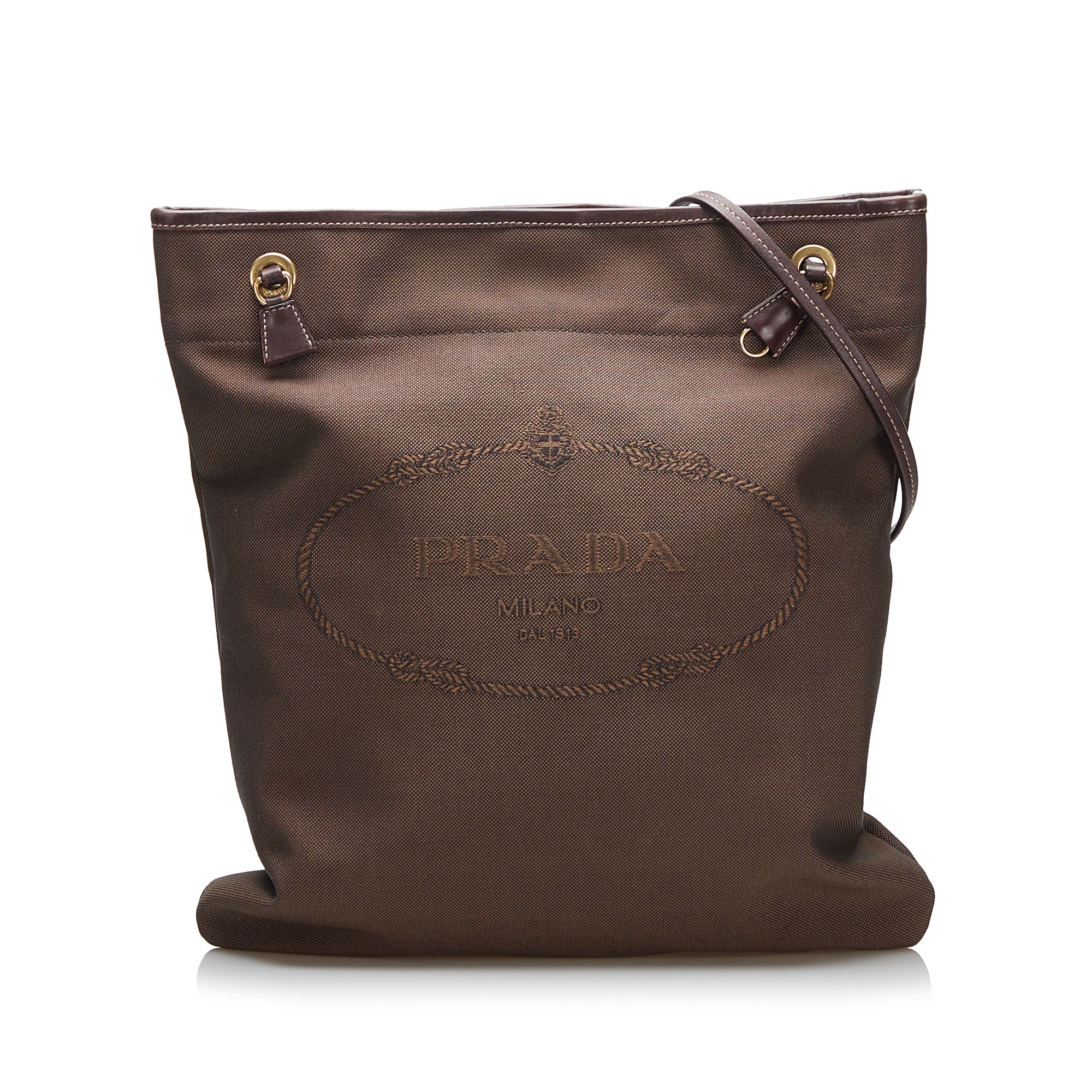 image of Brown Prada Canapa Logo Crossbody