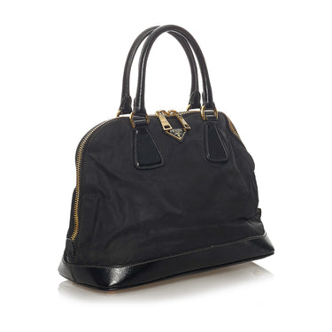 Prada Black Tessuto Nylon Saffiano Leather Shopping Tote 1BG292