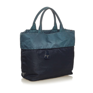 Blue Prada Tessuto Reversible Tote Bag