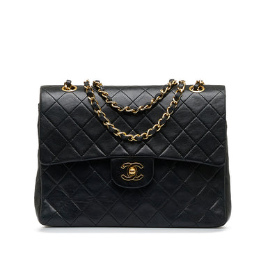 Black Chanel Jumbo Classic Lambskin Double Flap Shoulder Bag – Designer  Revival