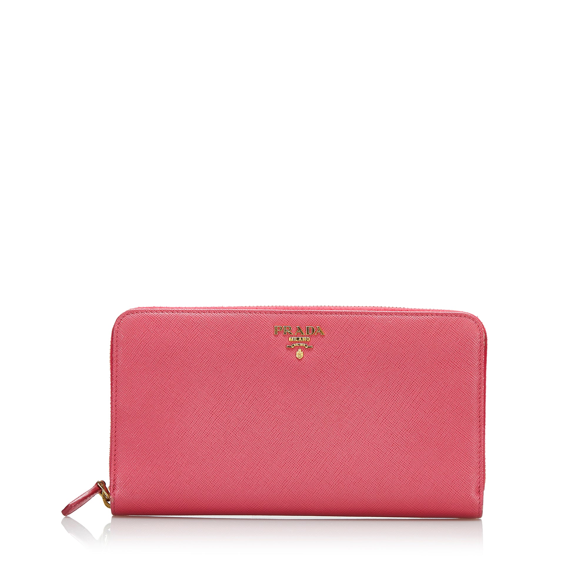 Prada Pink Saffiano Leather Bow Tie Wallet