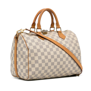 White Louis Vuitton Damier Azur Summer Trunks Speedy Bandouliere 30 Boston  Bag