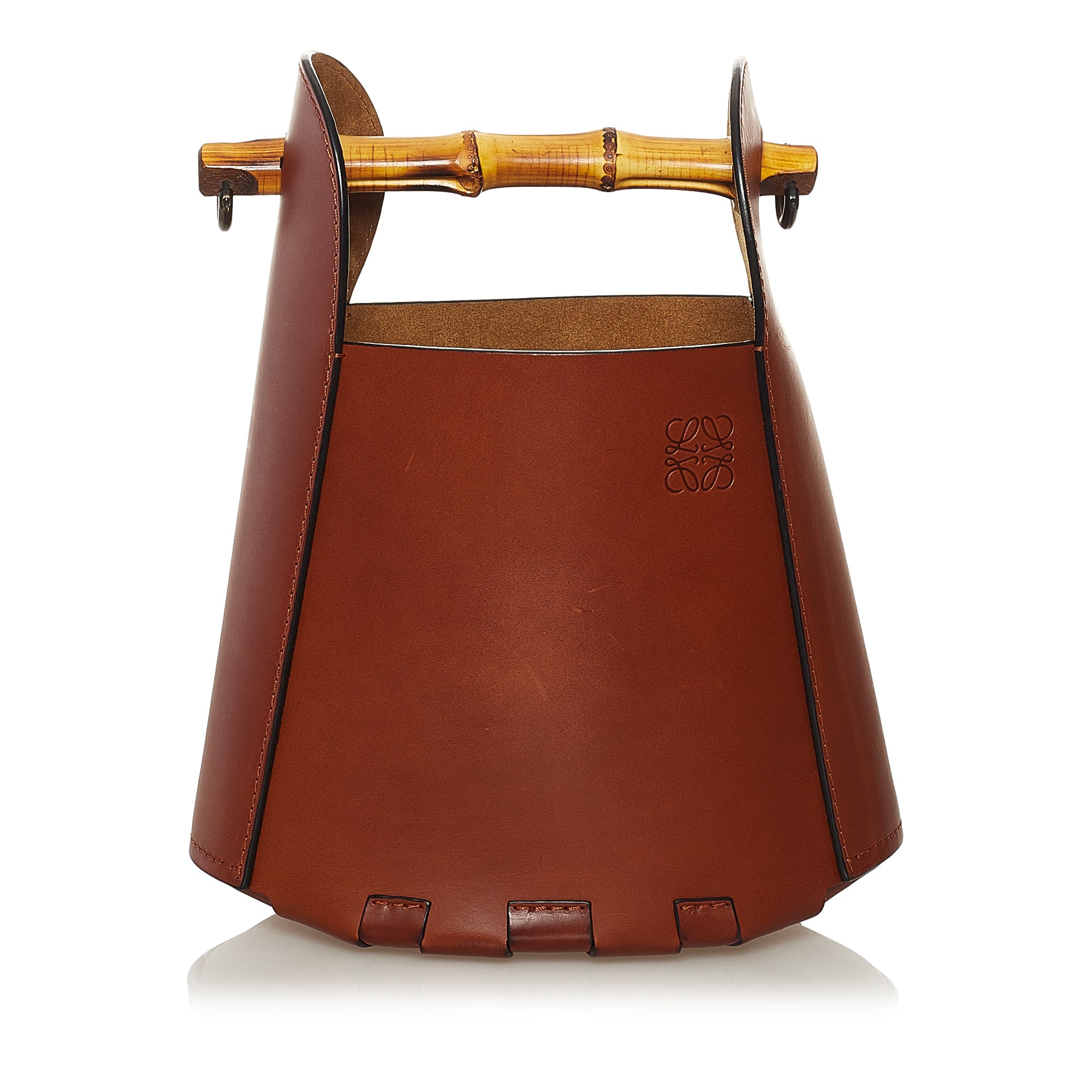 Loewe Bamboo Handle Leather Bucket Bag