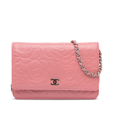 Chanel WOC (Wallet on Chain) in pink with crystal CC logo - Happy