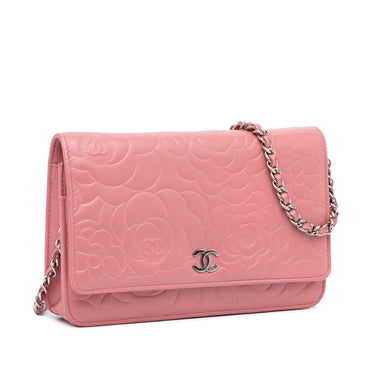 Chanel WOC (Wallet on Chain) in pink with crystal CC logo - Happy