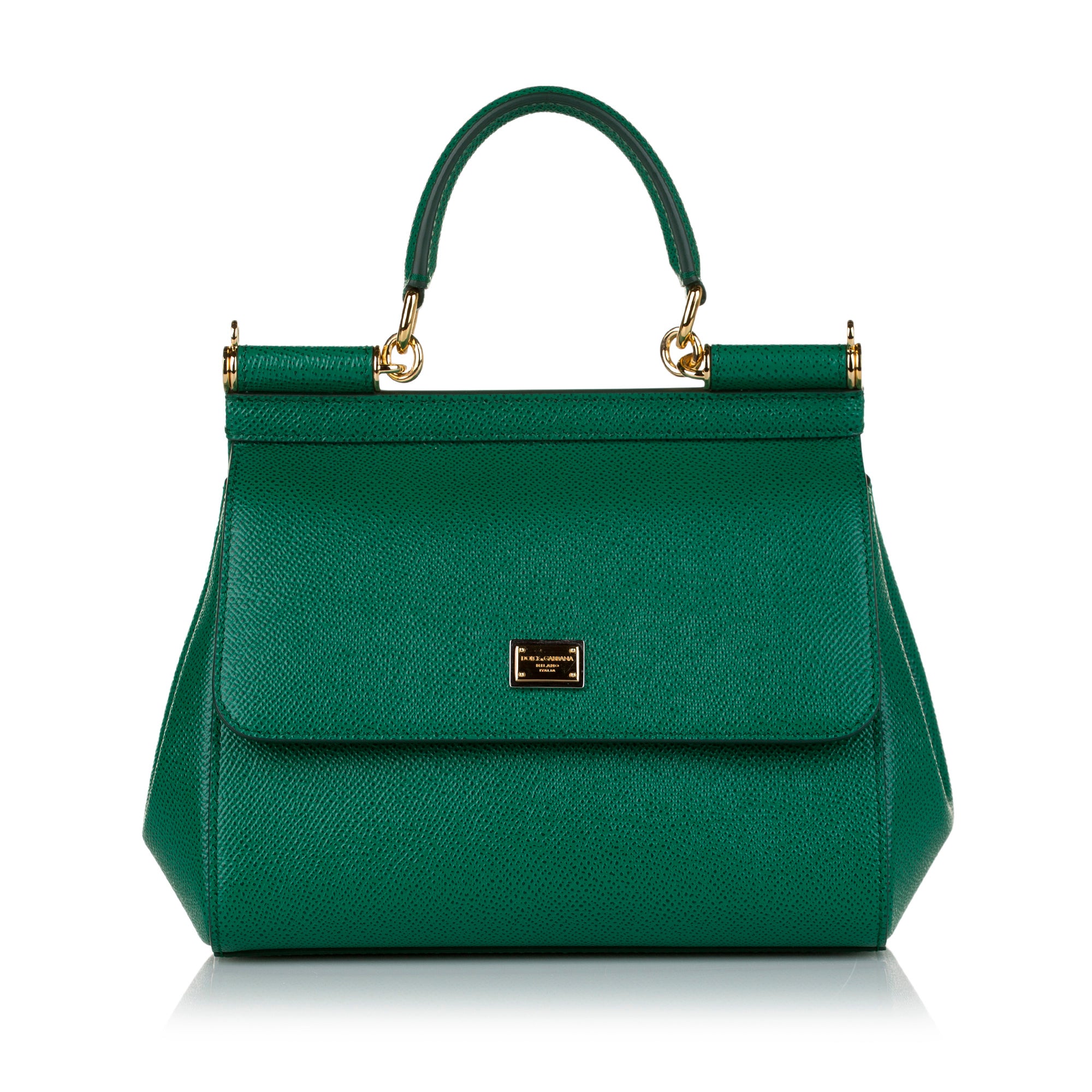 Dolce & Gabbana Green Large Miss Sicily Leather Handle Bag