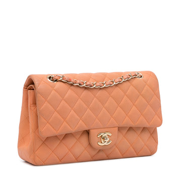 Pre-owned Chanel 2021 Medium Classic Flap Shoulder Bag In Orange