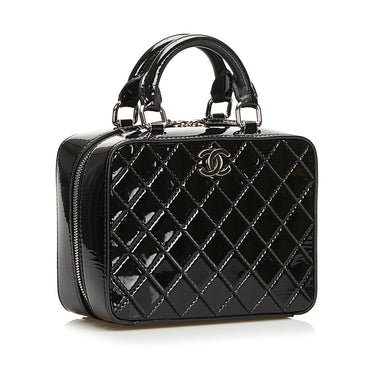 Gucci Black Patent Vanity Lunch Box Top Handle Bag Crossbody