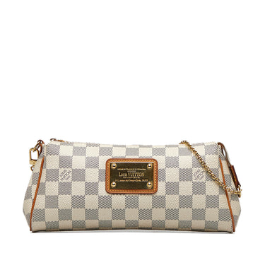 Louis Vuitton Pochette Eva Damier Azur Clutch Bag White