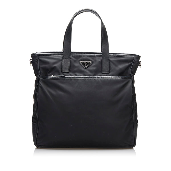 Prada Nylon & Leather Tote Bag in Black for Men