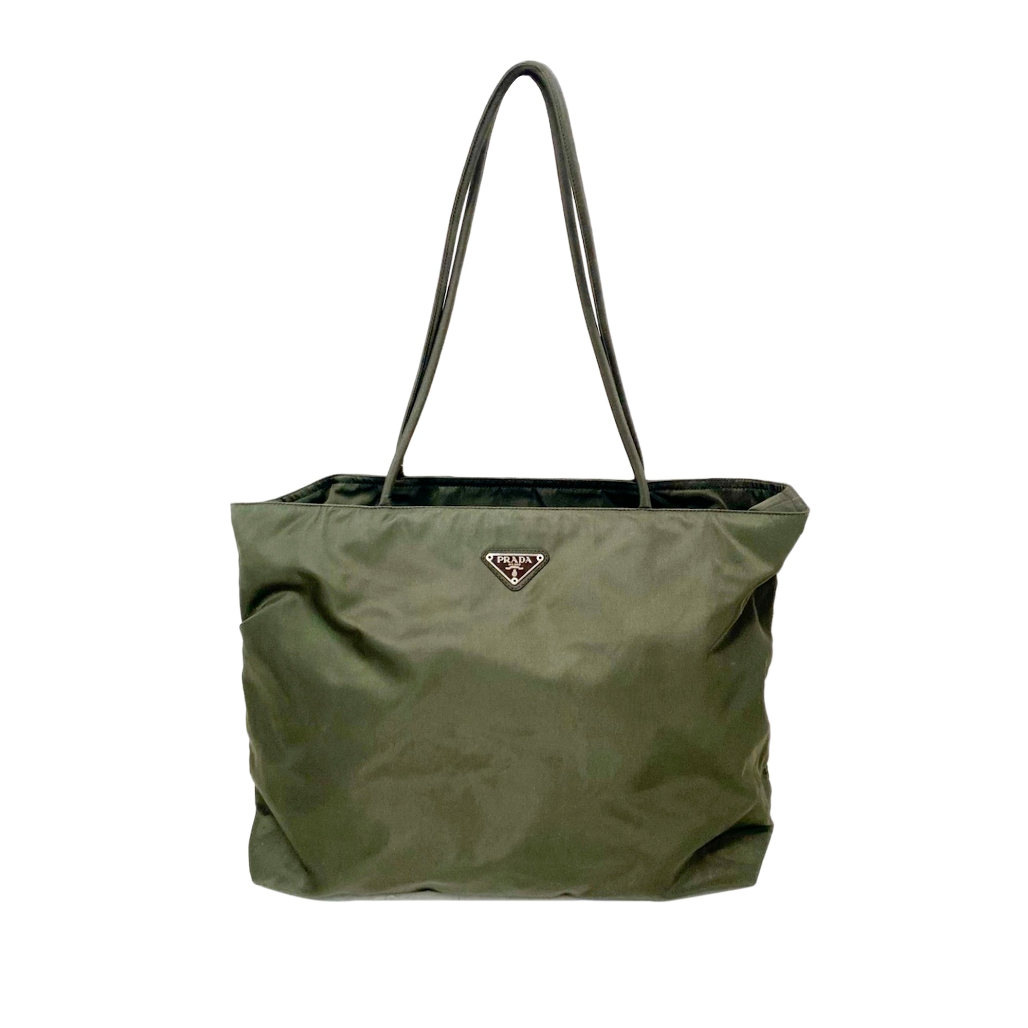 Green Nylon Tessuto City Tote Bag