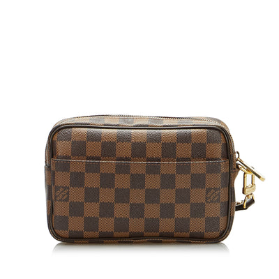 Dropshop - Brown Louis Vuitton Damier Ebene Pochette Billets Macao Pouch