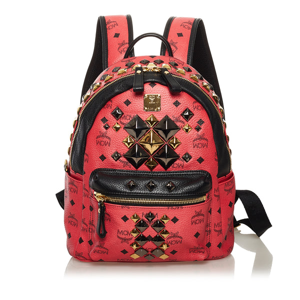 RvceShops Revival, Black MCM Quilted Studded Visetos Leather Backpack