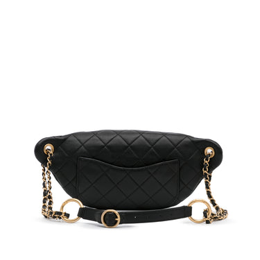 CHANEL Lambskin Quilted All About Chains Waist Belt Bag White