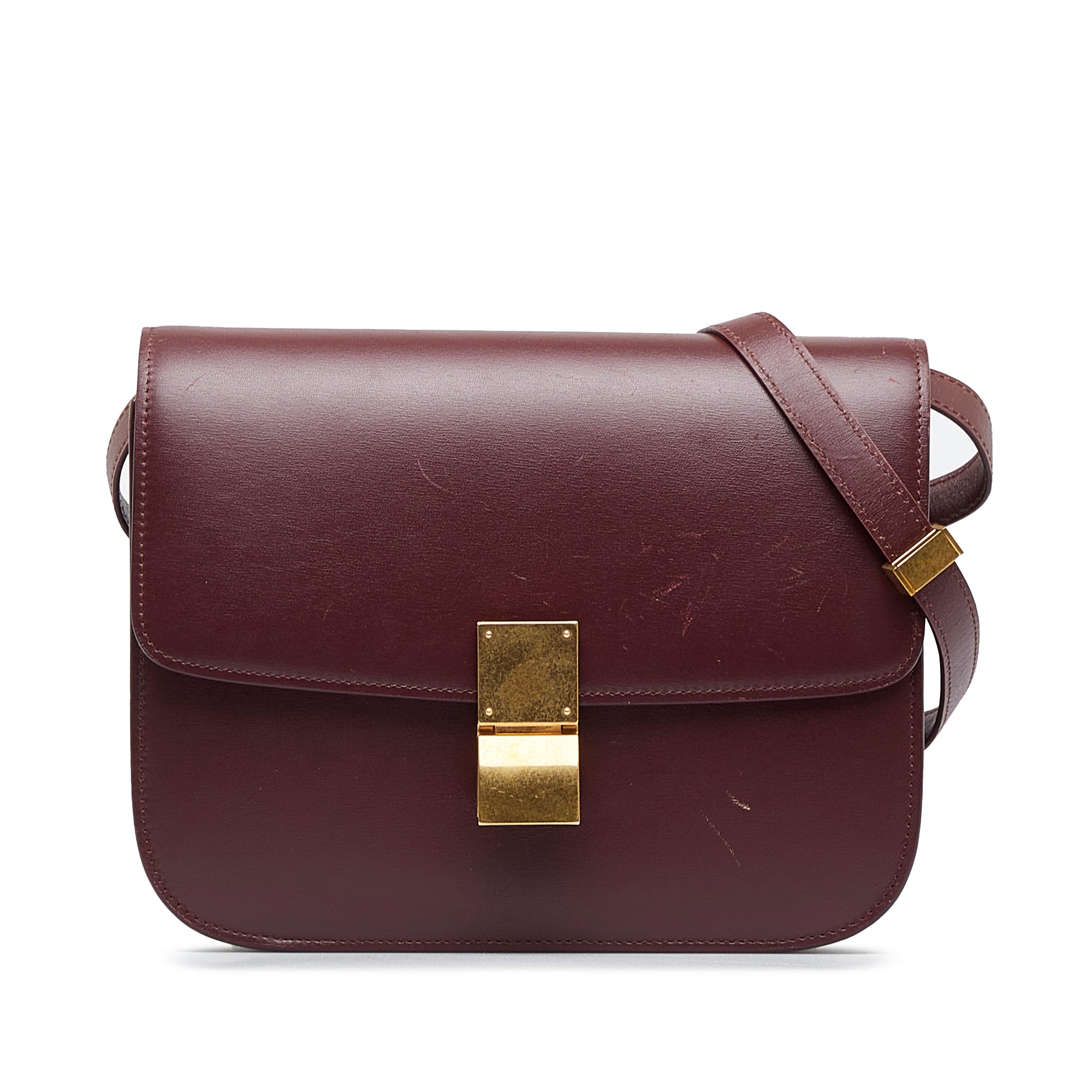 image of Red Celine Medium Classic Box Crossbody Bag