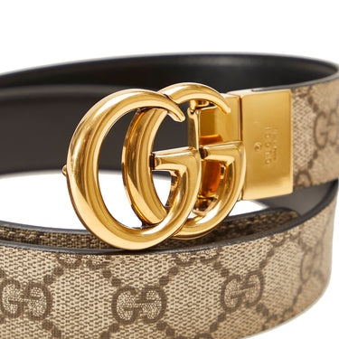 Gucci Reversible GG Supreme Leather Belt in Metallic for Men