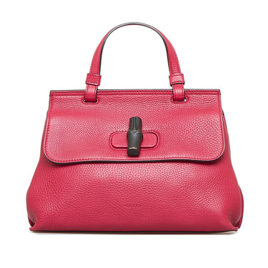 Red Gucci Bamboo Daily Satchel