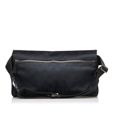 Gucci GG Canvas Double Pocket Belt Bag - Black Waist Bags