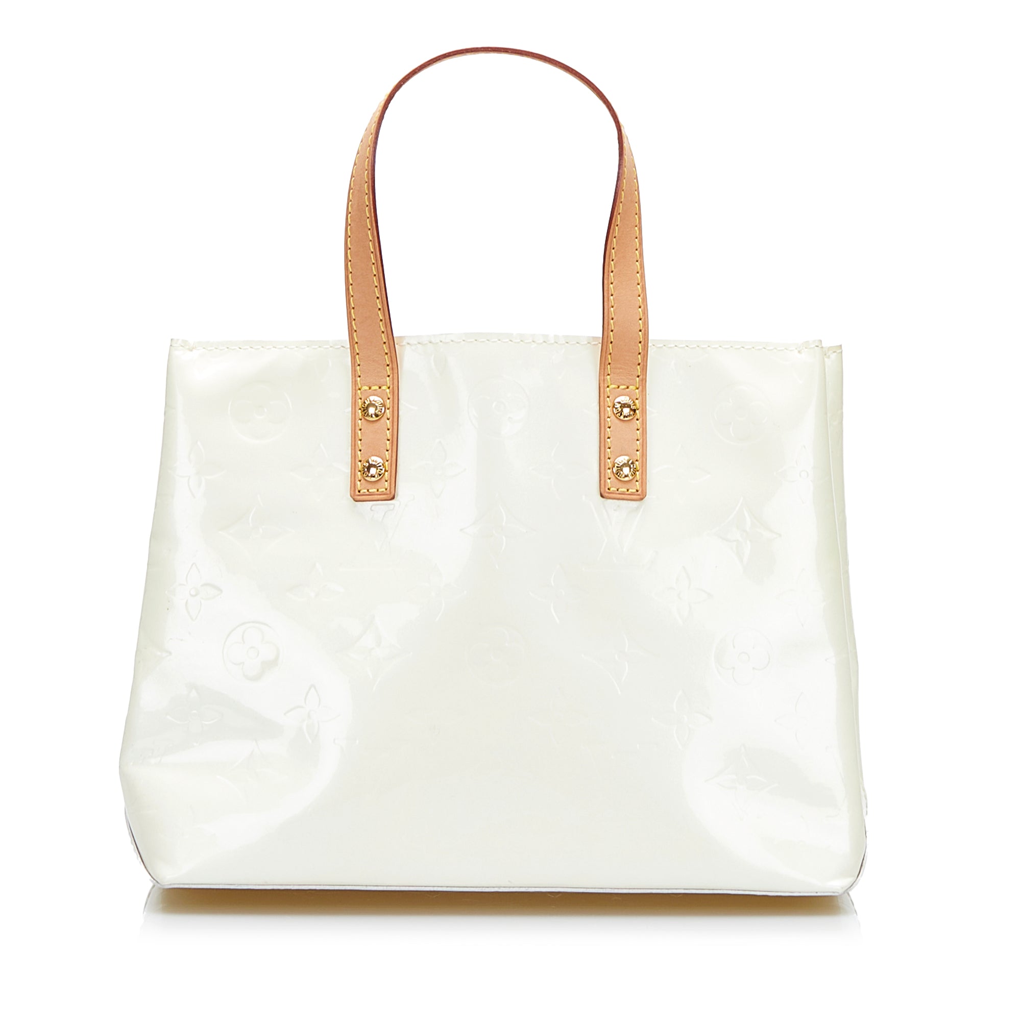 image of White Louis Vuitton Vernis Reade PM Handbag