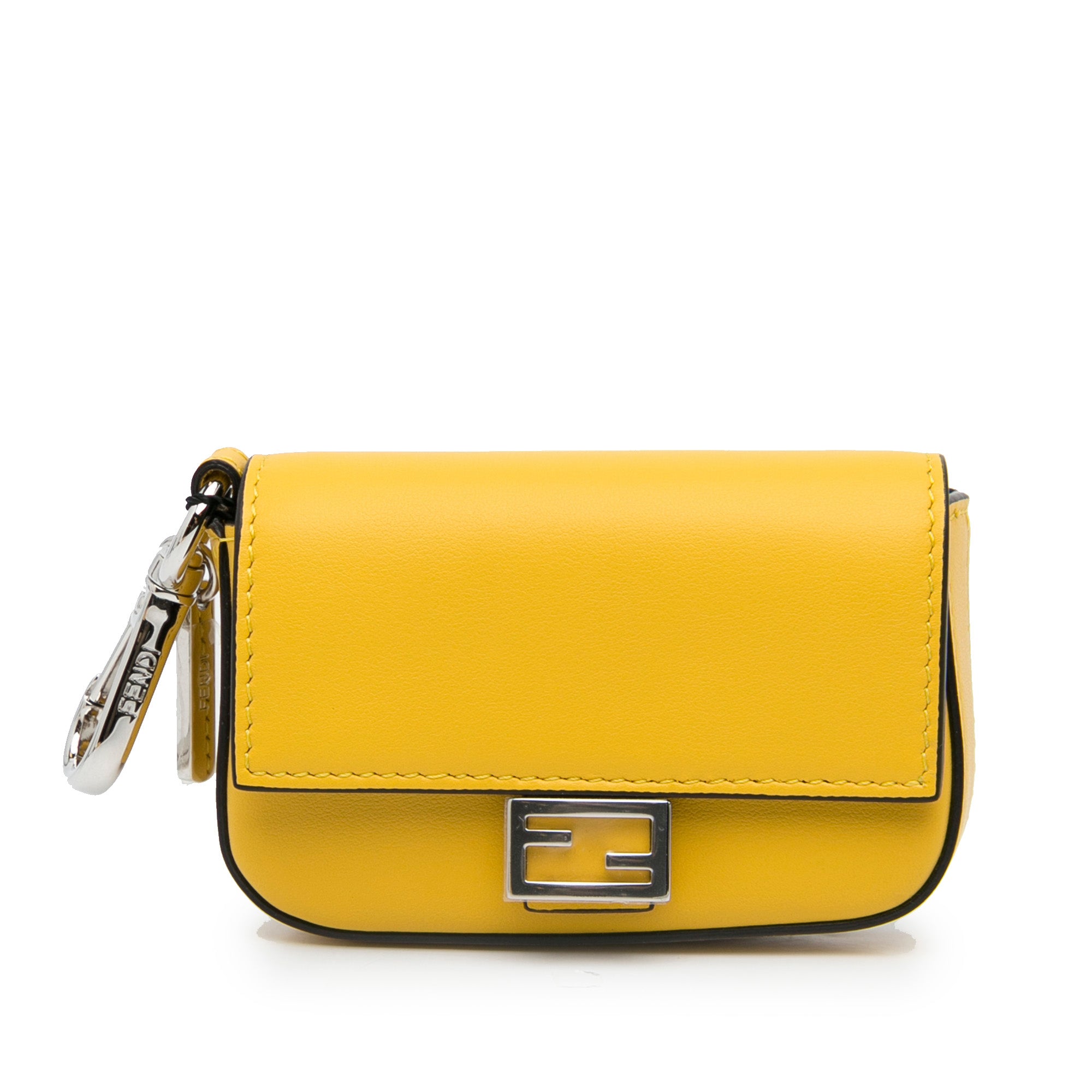 image of Yellow Fendi Nano Baguette Charm Coin Pouch