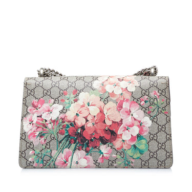 GUCCI Blooms GG Floral Supreme Canvas Leather Satchel Bag Red 546316 