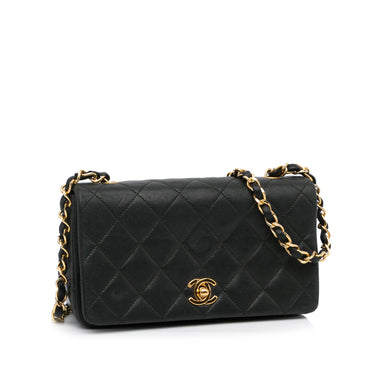 Chanel Mini Rectangular Flap with Top Handle Black Lambskin Gold