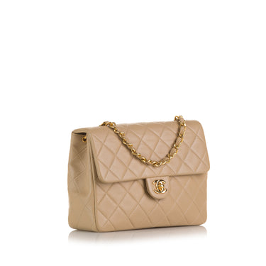 Chanel Brown Quilted Caviar Vintage Classic Square Flap Bag