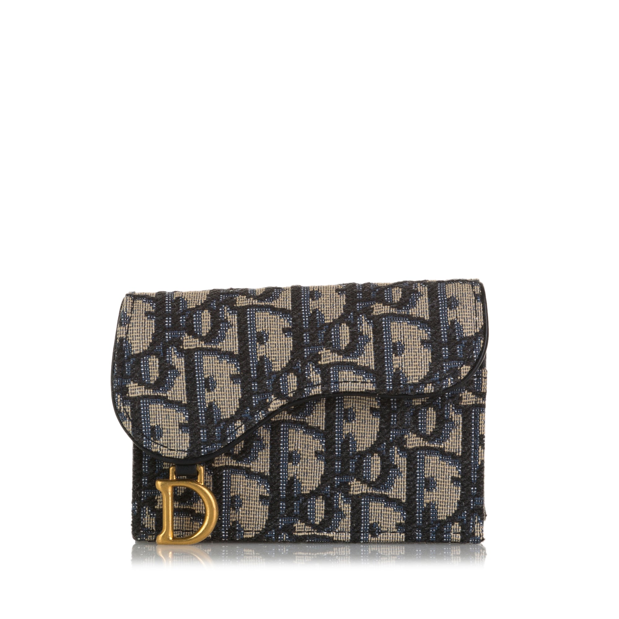 Long Saddle Wallet with Chain Blue Dior Oblique Jacquard  DIOR US