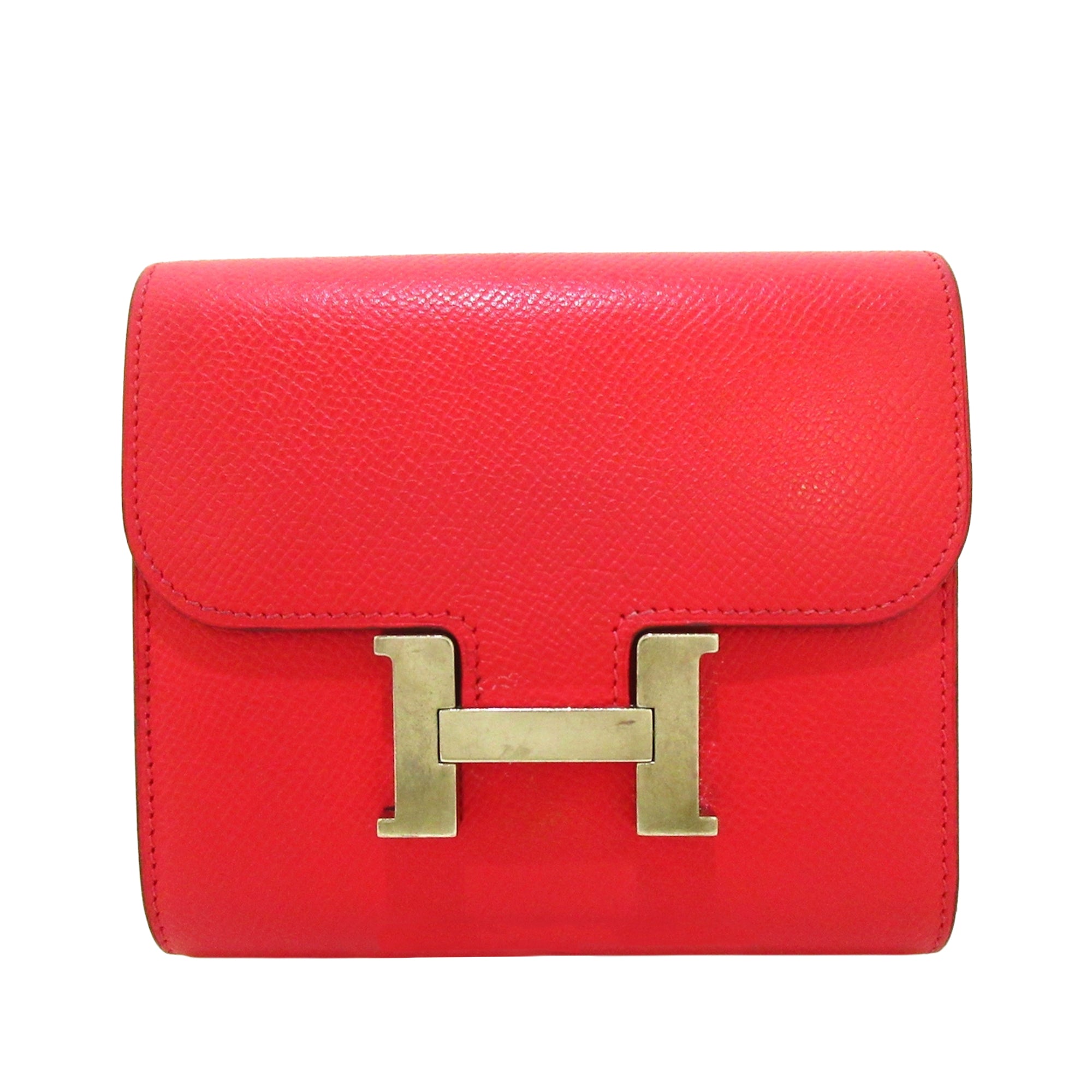 Image of Red Hermes Epsom Constance Compact Wallet