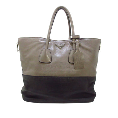 tas handbag Prada Glace Calf Shoulder Bag Brown