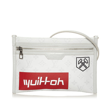 Louis Vuitton Double Flat Bag White Logo Story Monogram Canvas